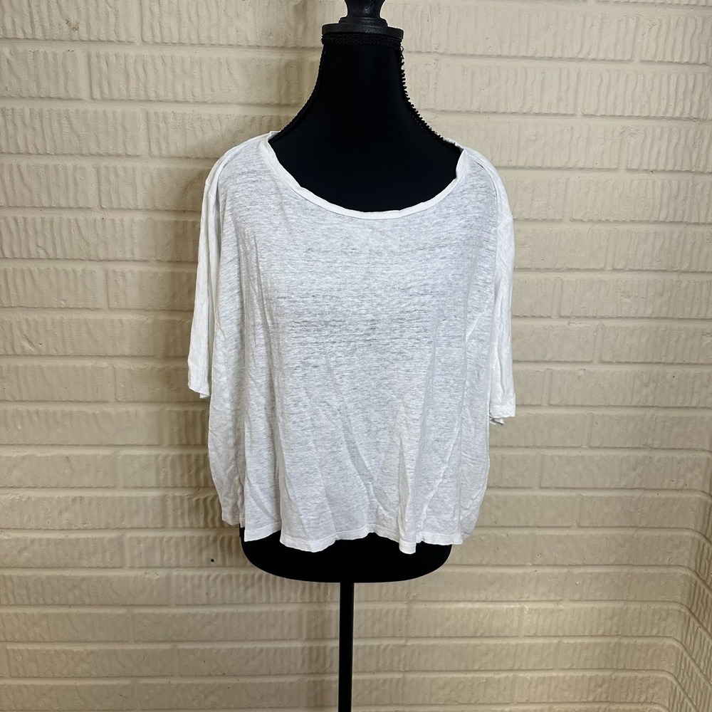 Eileen Fisher Womens Oversized White Top Sz M 100% Linen Round Neck Relaxed Fit